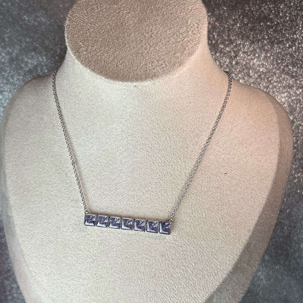 Bomb Party Lavender Topaz Cubic Zirconia Necklace on Rhodium NK71638